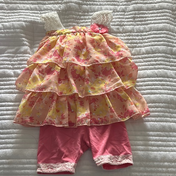 Little Lass Pink and Yellow Floral Ruffle Set - Picture 1 of 1